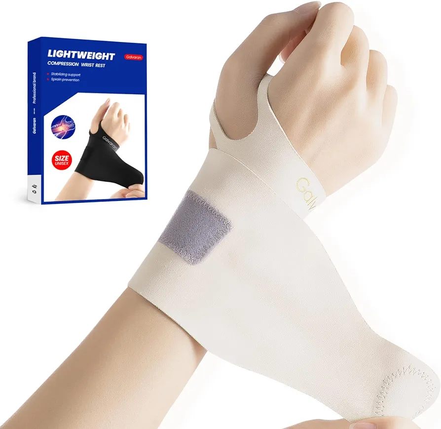 Galvaran Carpal Tunnel Ultra-Thin Wrist brace, Adjustable Compression Wrist wrap for Tendonitis,carpal Tunnel Syndrome，Arthritis, Repetitive Strain Injury ，Sturdy，Breathable (Complexion)