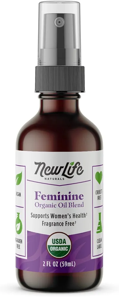 NewLife Naturals Certified Organic Menopause Support Deodorant Vulva Spray - All Natural Feminine Spray for Odor Control, Itching, Dryness, Irritation - Citrus Scent - 2 Oz