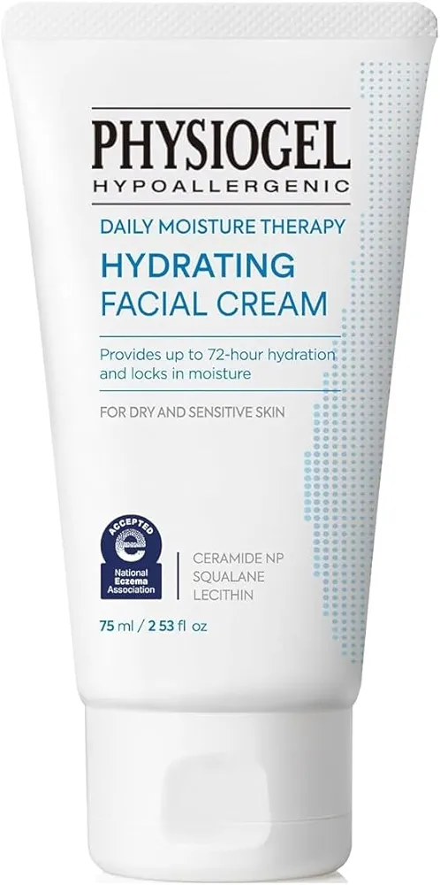 Physiogel Hydrating Facial Cream Moisturizer, Provides 72 hrs of Hydration for Normal to Dry Sensitive Skin, Fragrance Free, Strengthens Skin Barrier, Face Cream for Men & Women, Ceramide, Squalane