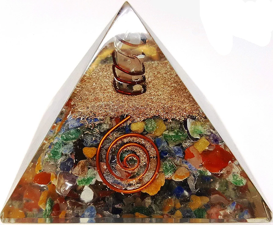 7 Chakra Crystal Orgone Pyramid Kit/EMF Protection Meditation Yoga Energy Generator