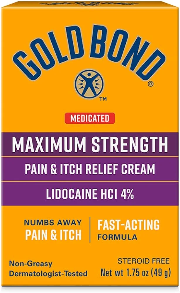 Gold Bond Medicated Maximum Strength Pain & Itch Relief Cream, 1.75 oz., With Lidocaine