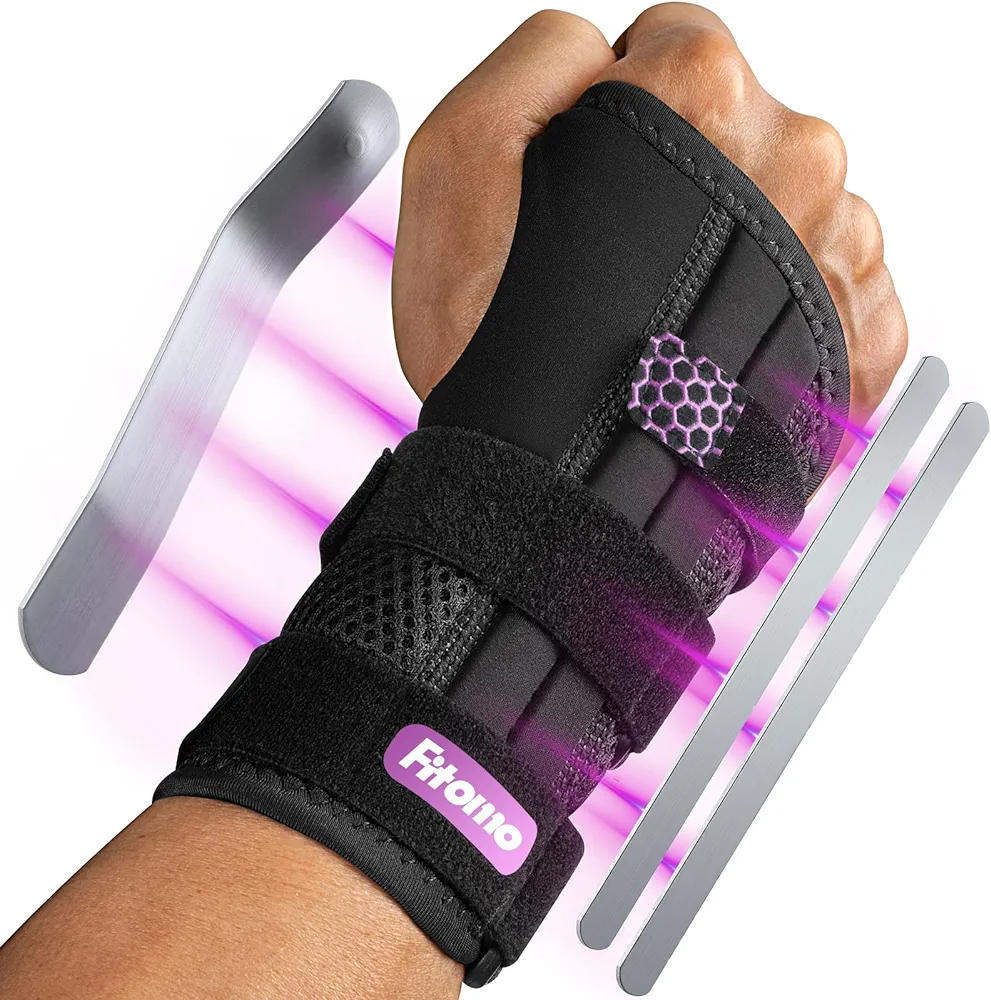 Carpal Tunnel Wrist Brace Night Support with 3 Metal Splints for Sleeping and Soft Thumb Opening, Adjustable Wrist Support Hand Brace for Tendonitis Arthritis Sprains, 1 Unit, Right Hand