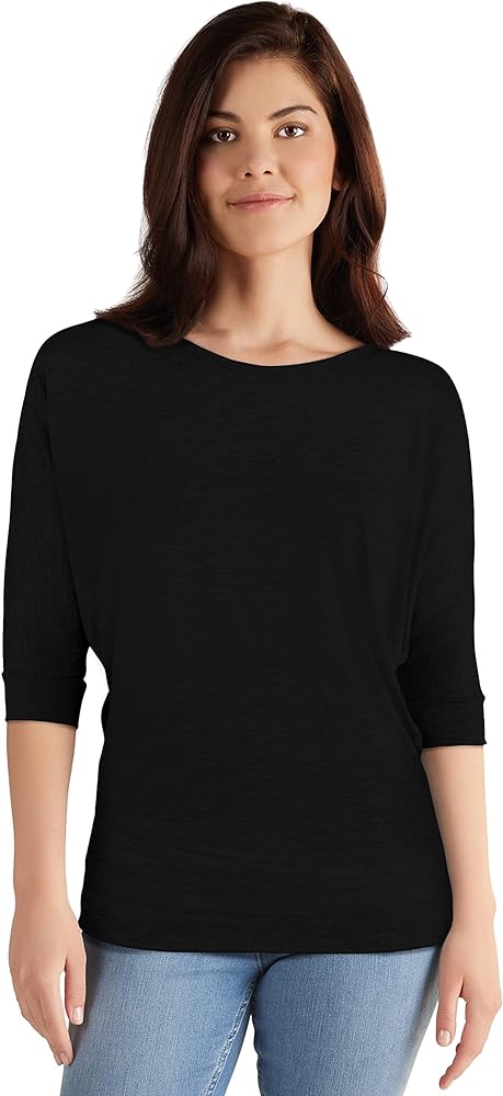 Hybrid & Company Womens Super Comfy Boat Neck Dolman Top Shirt