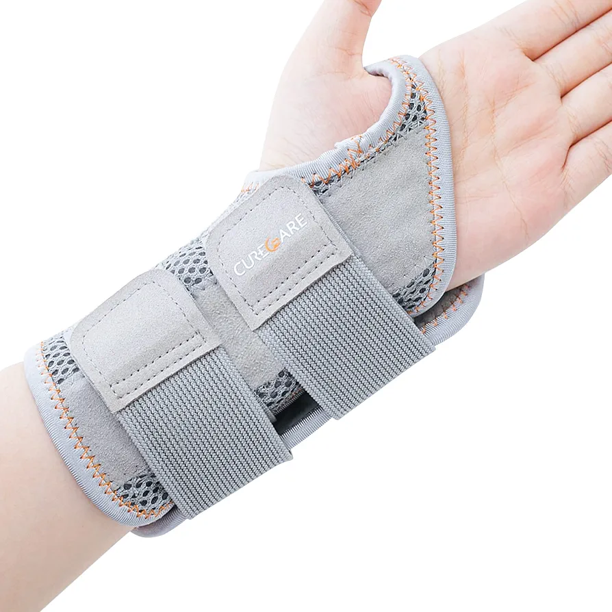 Wrist Brace for Carpal Tunnel, Adjustable Wrist Support Brace with 2 Straps, Professional Wrist Stabilizer for Pain Relief, Repetitive Injuries Recovery (Left Hand-Gray, S/M)