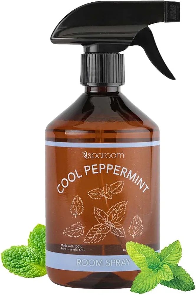 Sparoom Cool Peppermint Air Freshener&Linen Spray Essential Oil Infused an Minty&Crisp Refreshing Fragrance. Therapeutic Grade Aromatherapy, Non-Aerosol and Long-Lasting Invigoration Scent, 16.9 fl oz