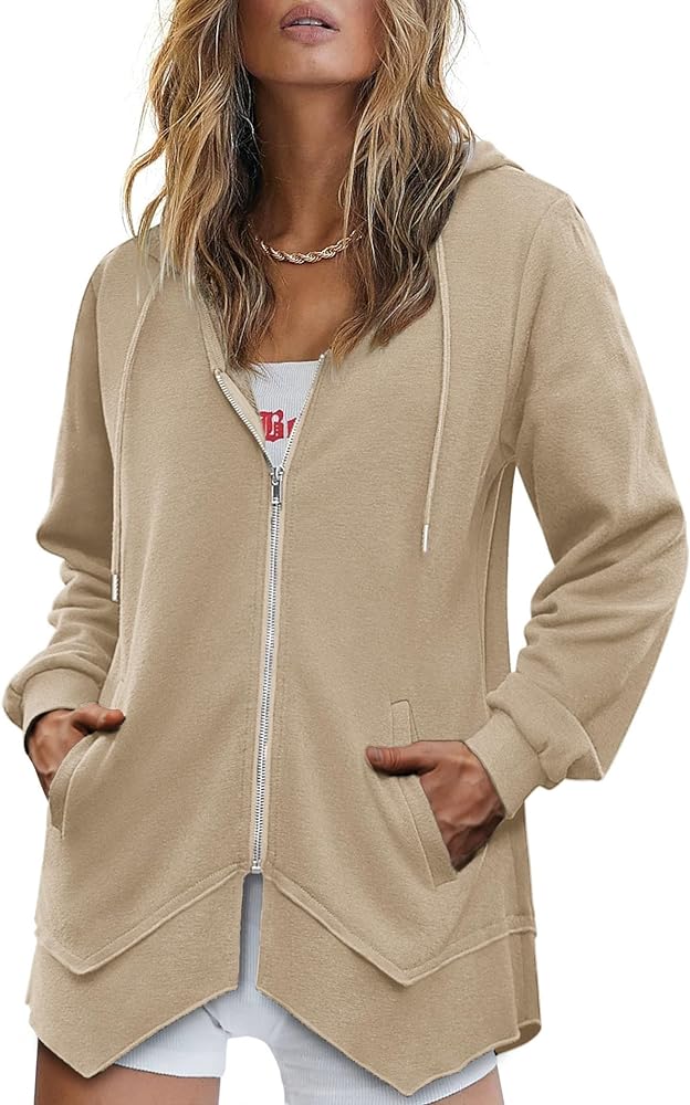 Zeagoo Women's Zip Up Hoodie Long Sleeve Hooded Sweatshirts Lightweight Thin Jacket with Pockets