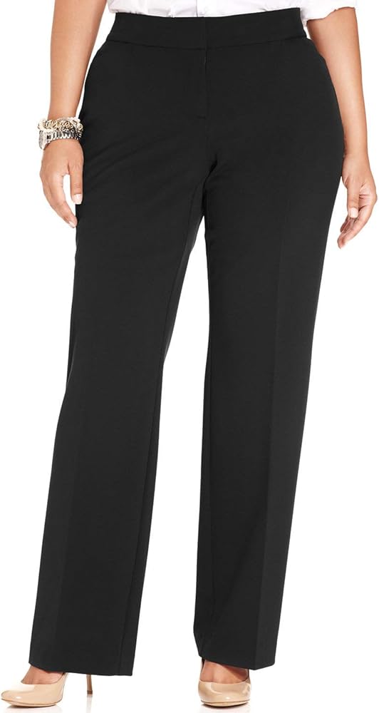 Womens Plus Comfort Waist Slim Leg Dress Pants