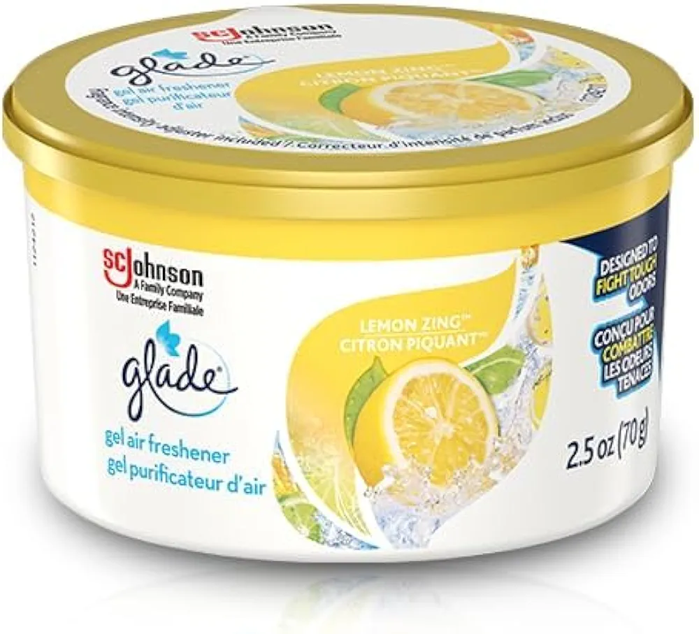 Lemon Glade Mini Gel Air Freshener 2.5 oz Multi-Pack of Twelve 12, Yellow