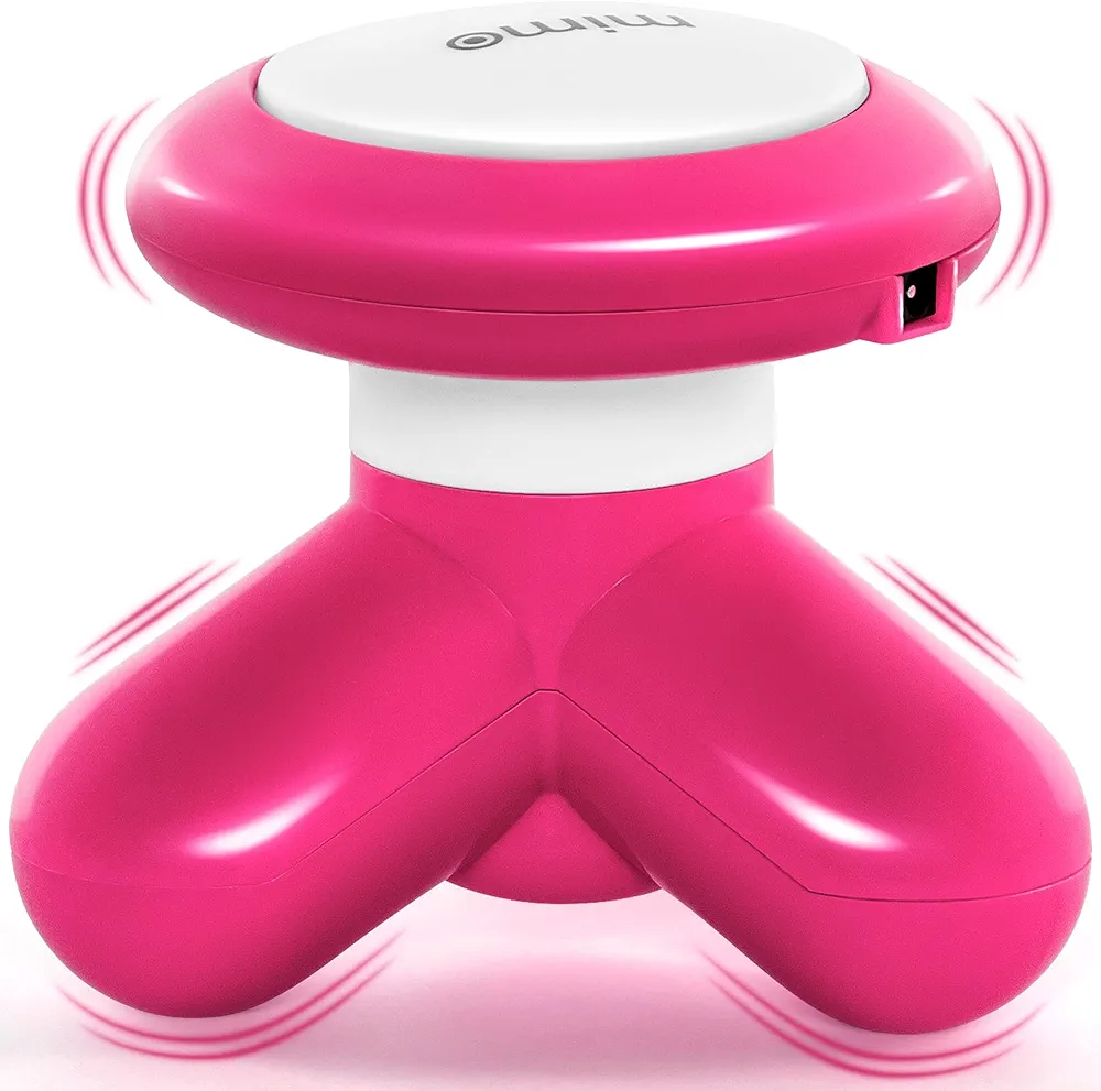 Mini Handheld Massager - Pink - Powerful Massage Vibrations for Muscle Relief & Relaxation - Portable Therapeutic Device w/ 2 Convenient Power Modes (Battery Operated & USB Powered)