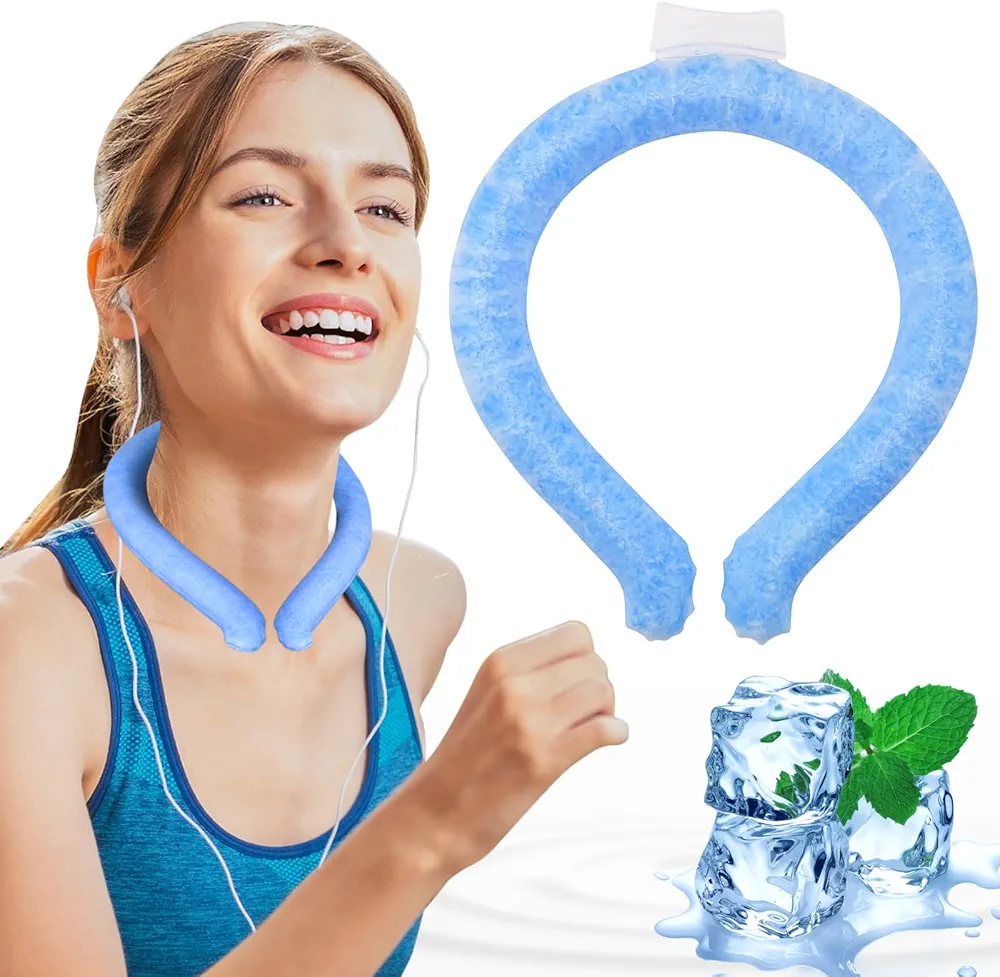 Neck Cooling Tube, Portable Wearable Cooling Neck Wraps Freezes Below 64°F, Reusable Ice Ring Body Cooling Products for Indoor Outdoor Sports, Outdoor Workers