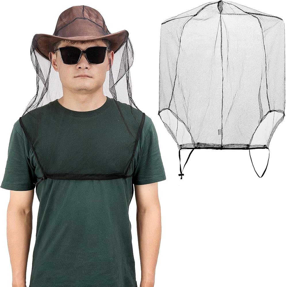 Extra Large Mosquito Head Net, Ultra Mesh Bug Face Netting for Hats, Face Neck Netting Mask Screen Cover, Outdoor Protection