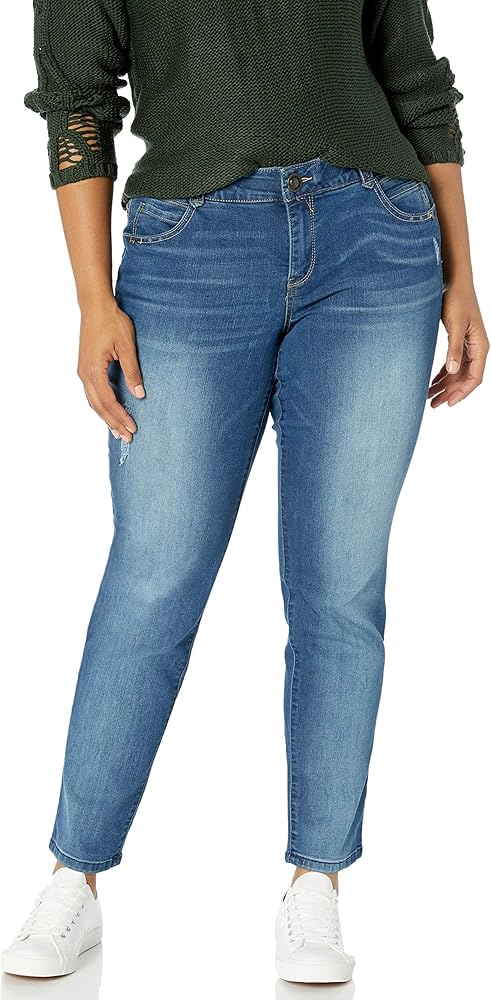 Democracy womens Plus-size "Ab"solution Straight Leg Jeans, Blue, 14 Plus