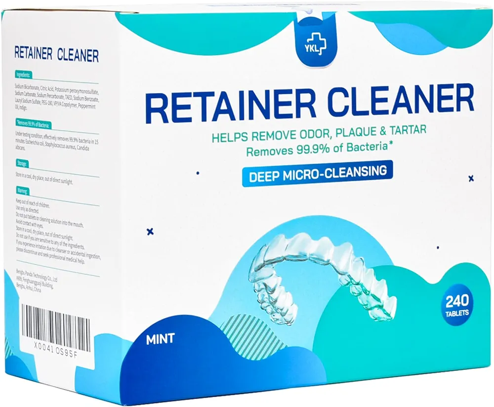 Retainer & Denture Cleaner Tablets (240 count) - Dental Aligner, Mouth & Night Guards, False Teeth Cleaning