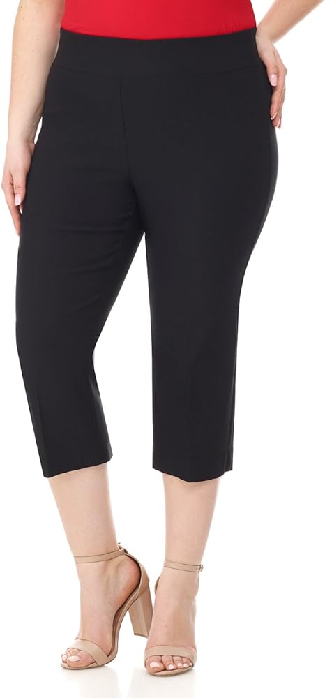 Rekucci Curvy Woman Plus Size Classic Pull-On Stretchy Straight Leg Capri