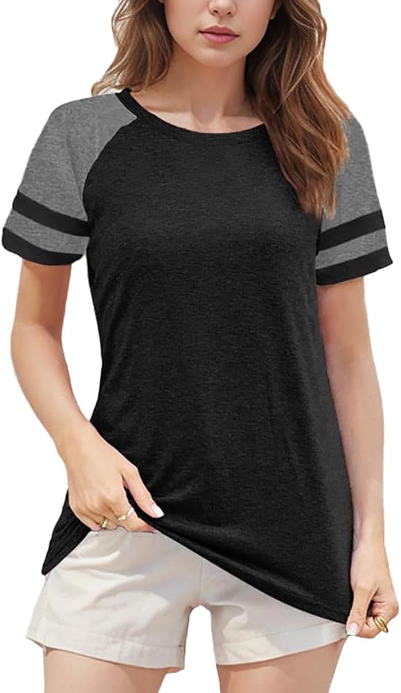 T Shirts for Women Summer Tee Shirt Tunic Tops Casual Short Sleeve Crew Neck TShirts Loose Fit