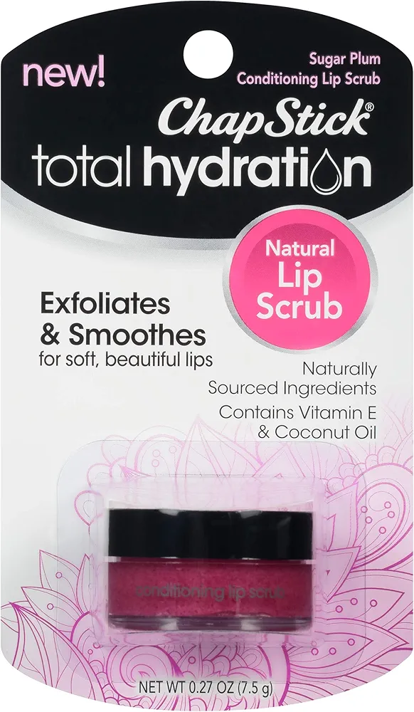 ChapStick Total Hydration Sugar Plum Flavor Conditioning Lip Scrub and Lip Exfoliator Jar - 0.27 Oz