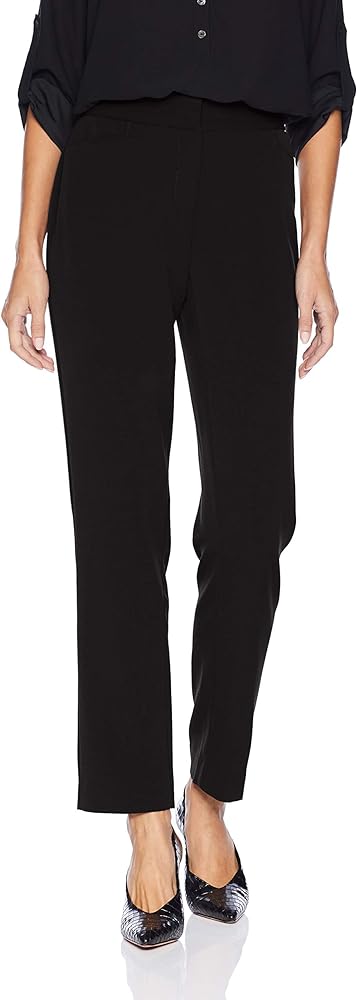 Rafaella Women's Petite Curvy Gabardine Slim Leg Stretch Dress Pant, Pull-on, with Pockets (Size 4-14)