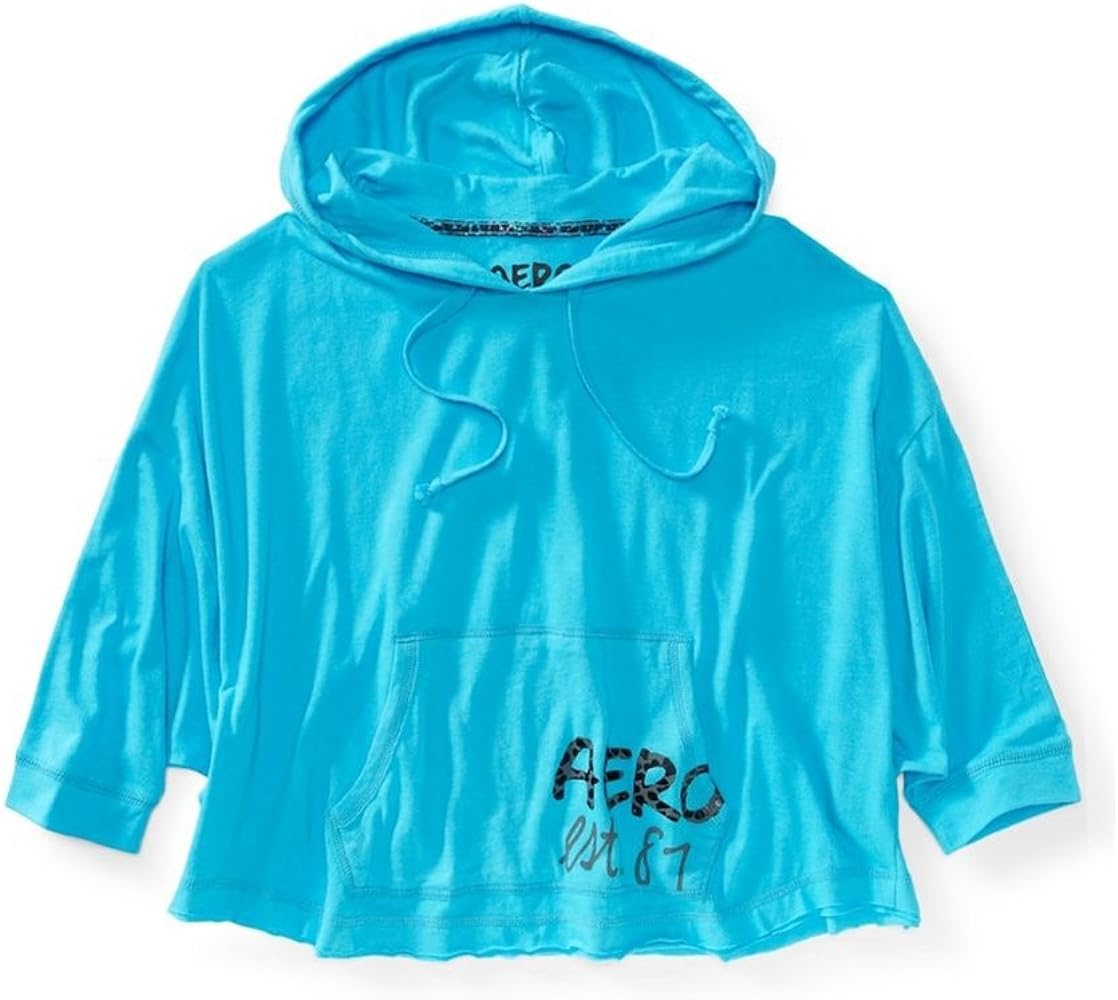 AEROPOSTALE Womens Hooded Hoodie Sweatshirt, Blue, X-Small