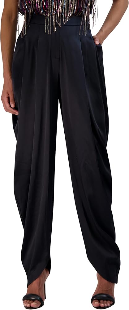 BCBGMAXAZRIA Women's Relaxed Drapey Vintage Flat Satin Pants