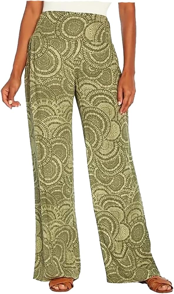 Three Dots Womens Pull on Pants, Green, Large