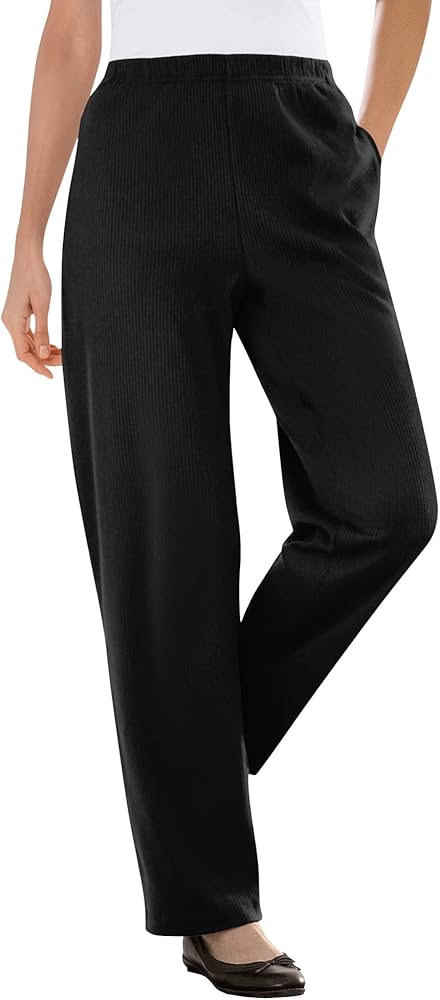 Woman Within Women's Plus Size 7-Day Knit Ribbed Straight Leg Pant