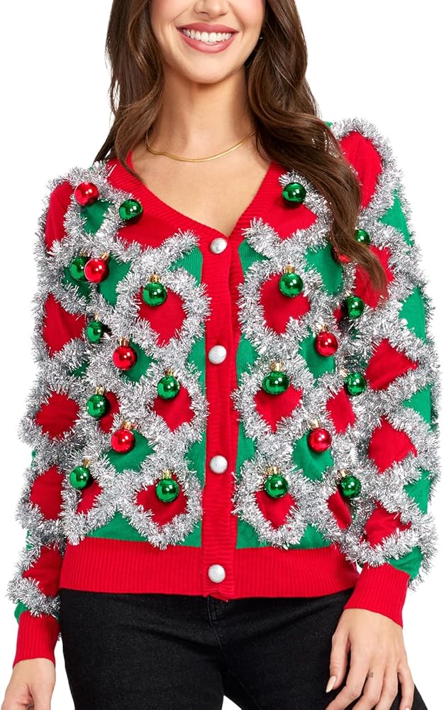 Tipsy Elves Classic Cute Cardigan Ugly Christmas Sweaters for Women with Fun Patterns and Animals