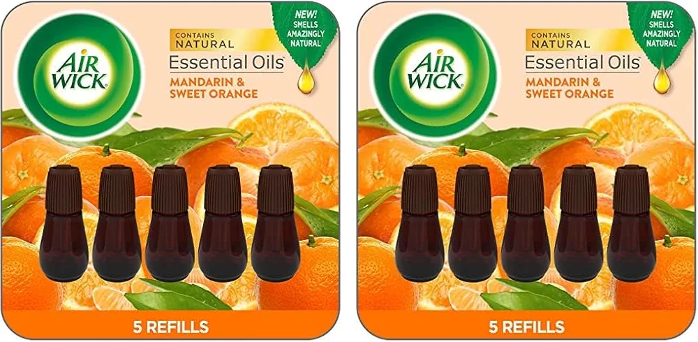 Air Wick Essential Mist Refill, 5 ct, Mandarin & Sweet Orange, Essential Oils Diffuser, Air Freshener (Pack of 2)