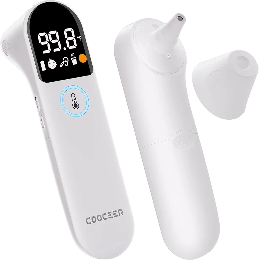 Ear Forehead Thermometer for Adults and Kids: COOCEER Touchless Temperature Measurement - Fast Easy and Accurate Digital Fever Thermometers for Family, Baby, Infants, Toddler, Children