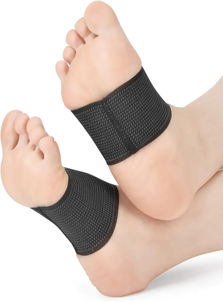 Copper Infused Compression Plantar Fasciitis Arch Support Sleeves for Flat Feet 【Updated Version】 Foot Pain Relief, Orthotic Braces Fallen Arches, Low/High Arch Pain Relief for Women & Men (2 pack, M 9-13 / W 10-14)