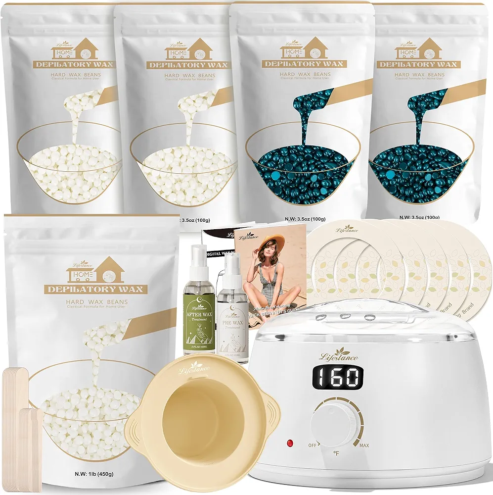 Lifestance L3 Digital Wax Warmer Hair Removal Kit + 1LB Pearl-White Wax Beads