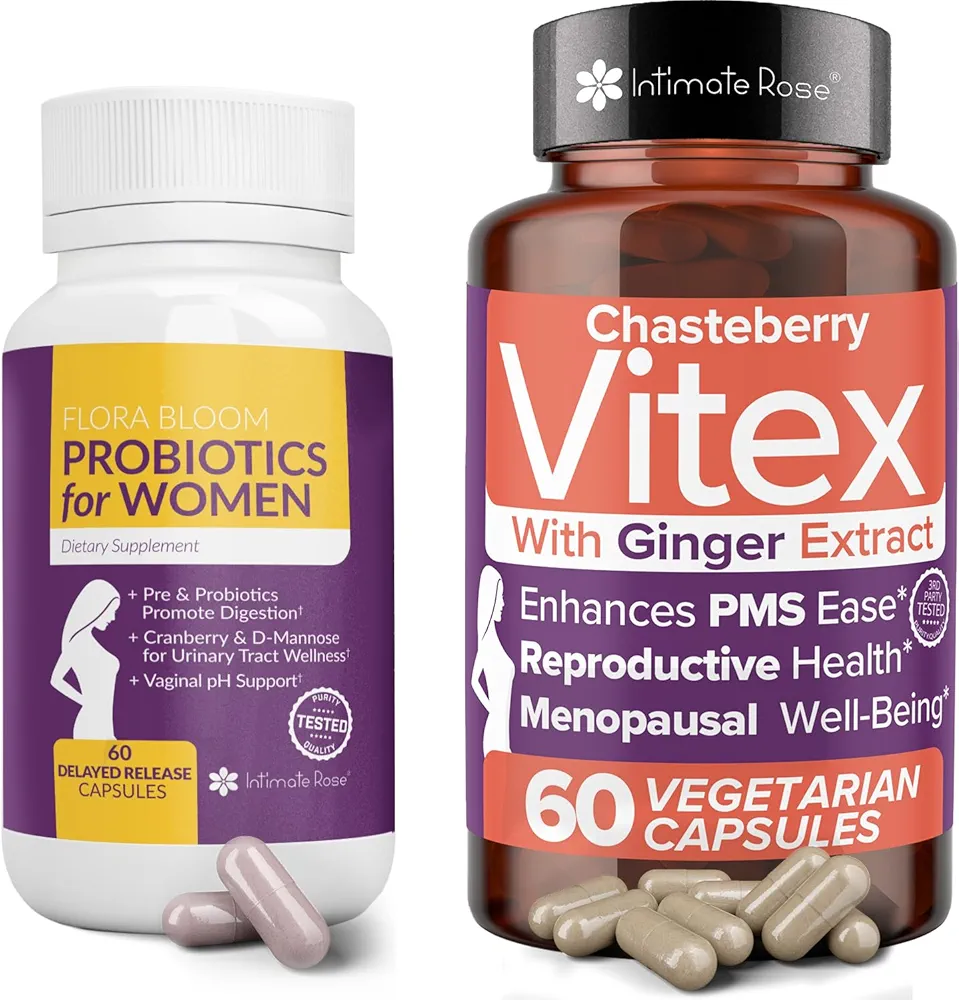 Probiotics & Vitex with Ginger for Hormone Balance - Blended from Chasteberry for Women Menstrual Health, PMS; Menopause; Non-GMO; Vegan - 240 Capsules for Complete Care