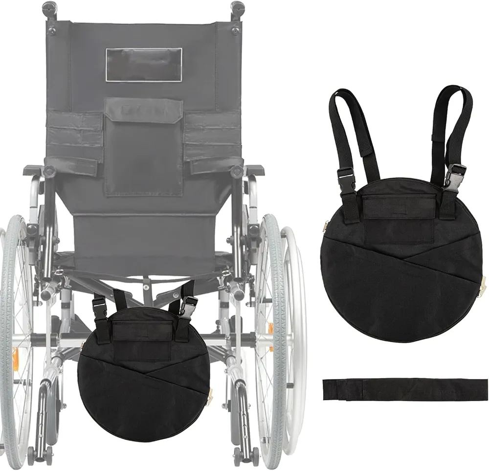 2000ml Catheter Bag Covers, Foley Catheter Bag Cover for Wheelchair, Foley Catheter Bag Holder with Storage Pockets Bard Urinary Drainage Bag with Adjustable Strap, Nephrostomy bag Holder (Black)