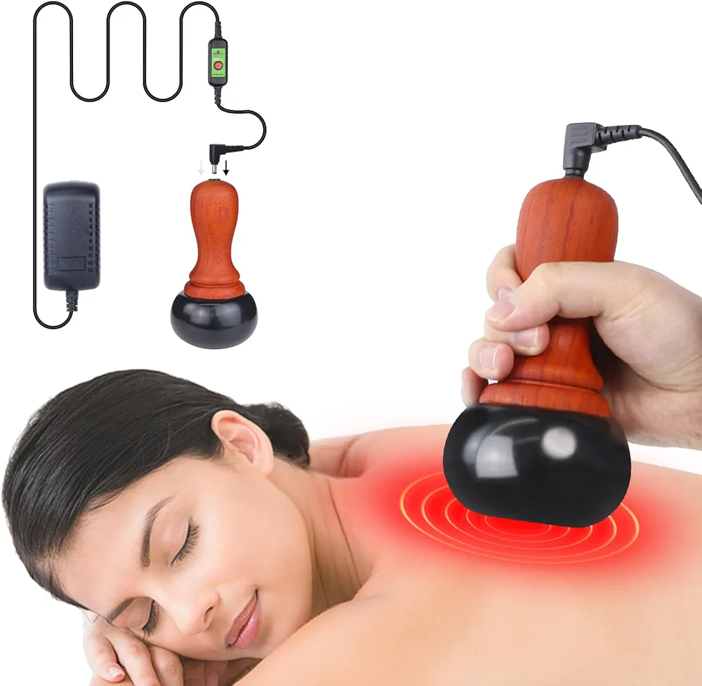 Hot Stones for Massage，Hot Stones Massage Set with Warmer-Hot Compress Scraping Massage Head