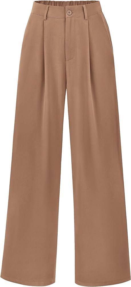 PRETTYGARDEN Women's Wide Leg Suit Pants Loose Fit High Elastic Waisted Business Casual Long Trousers Pant