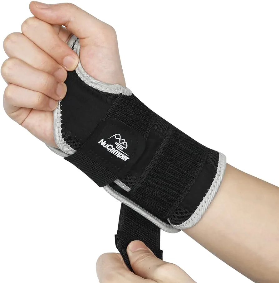 NuCamper Wrist Brace Carpal Tunnel Right Hand for Men Women,Wrist Support Splint Hand Brace with Adjustable Straps,Night Sleep Support Arm Stabilizer with Compression Sleeve for Tendonitis,Arthritis,Sprains,Pain Relief