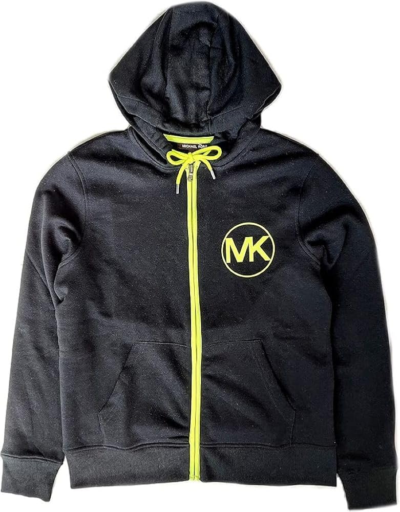 Michael Kors Womens Black/Yellow Long Sleeve MK Logo Fashion Hoodie (M), Medium