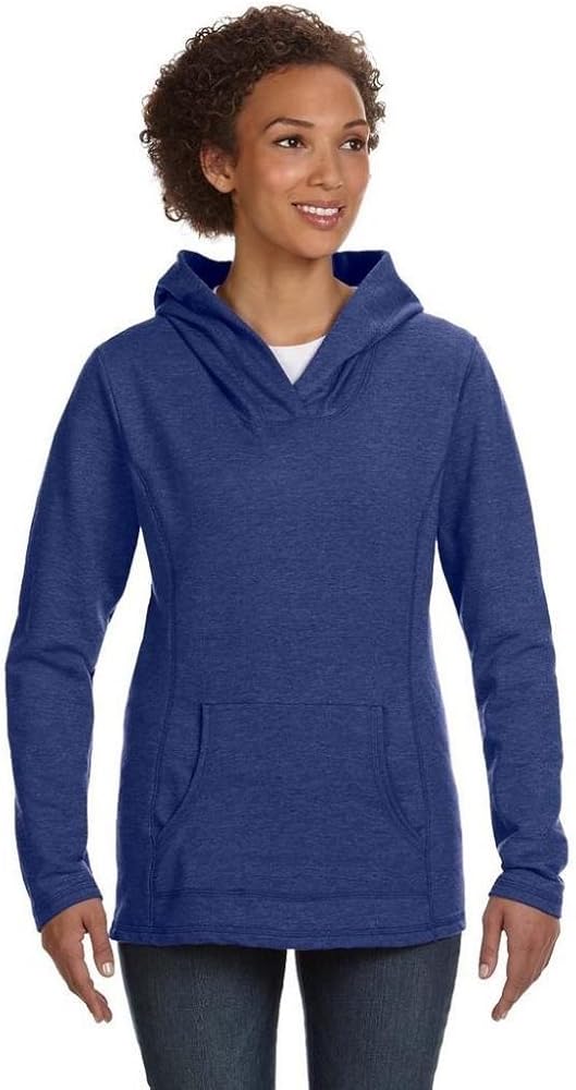 72500L Anvil Ladies' Ringspun French Terry Crossneck Hooded Sweatshirt - HEATHER BLUE - L