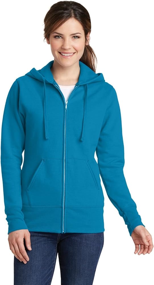 Port & Company Ladies Fleece Pullover Hooded Sweatshirt Neon Blue