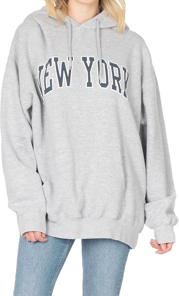 Women's New York Varsity Outlined Graphic Vintage Oversized Hoodie