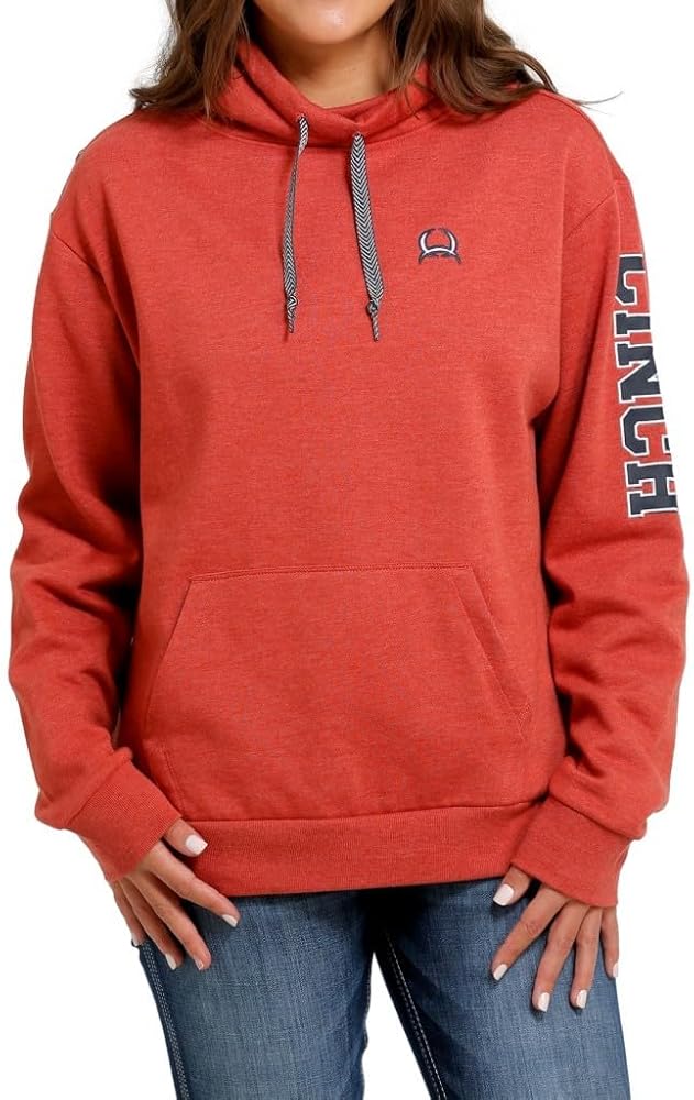 Cinch Western Sweatshirt Womens Hooded Pullover Red MAK7904002