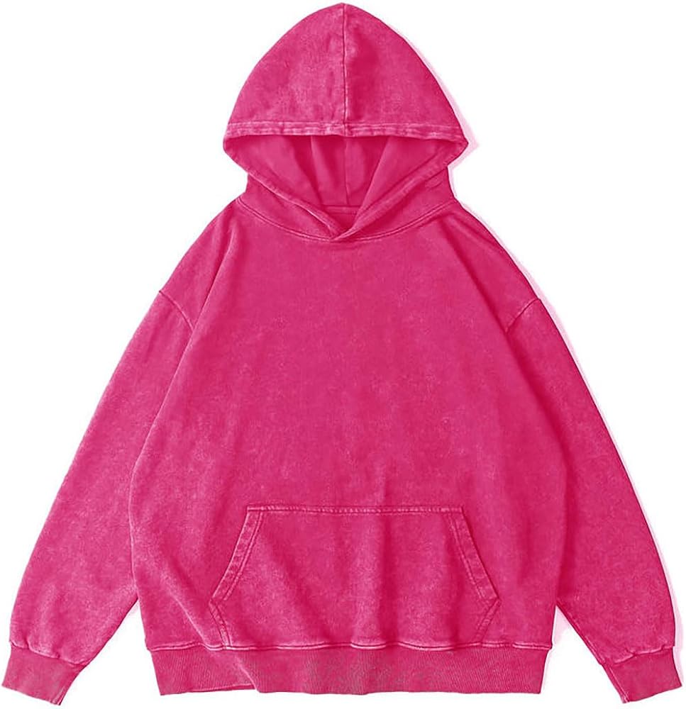 Womens Vintage Oversized Hooded Hoodies Sweatshirt Distressed Winter Long Sleeve Pullover with Pocket