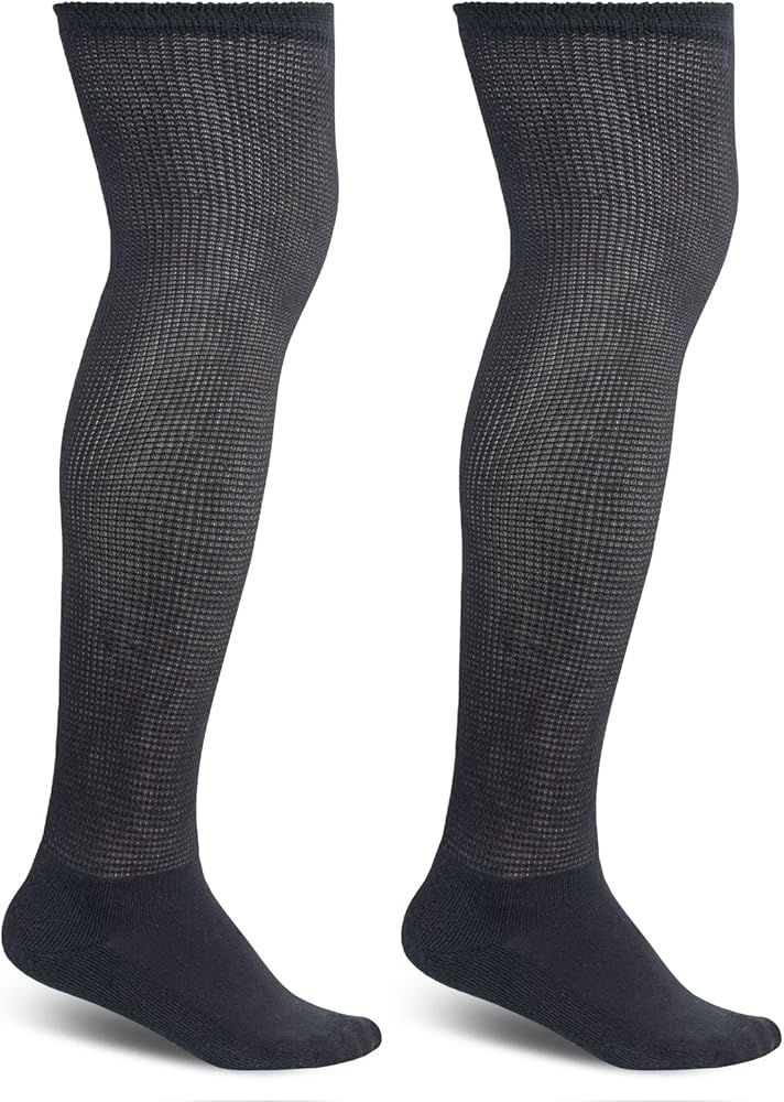 2 Pair Daibetic Socks Over Knee Non-Binding Circulation Cushioned Socks