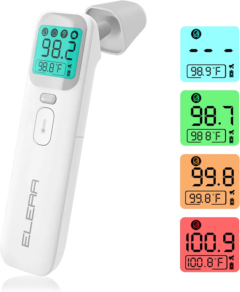 ELERA Baby Thermometer - Ear Thermometer for Kids, Infants, and Adults, Digital Precision with Quick 1-Second Measurement, 4-in-1 Non-Contact Design with Memory Function