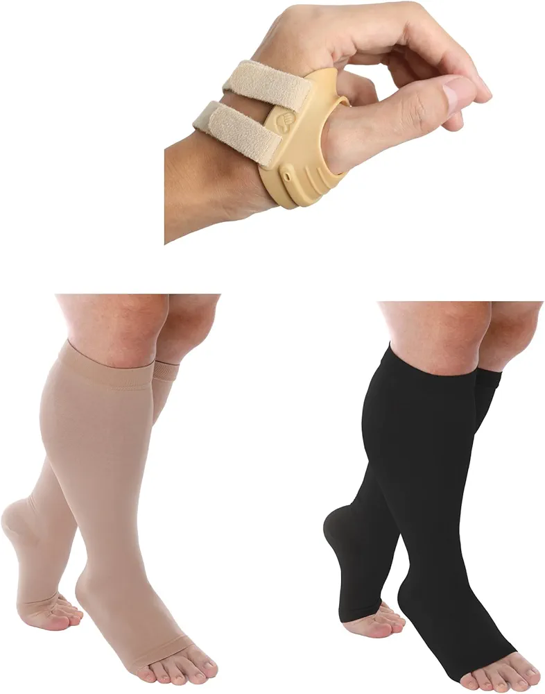 CMC Thumb Brace bundle with Plus Size Compression Socks for Women & Men