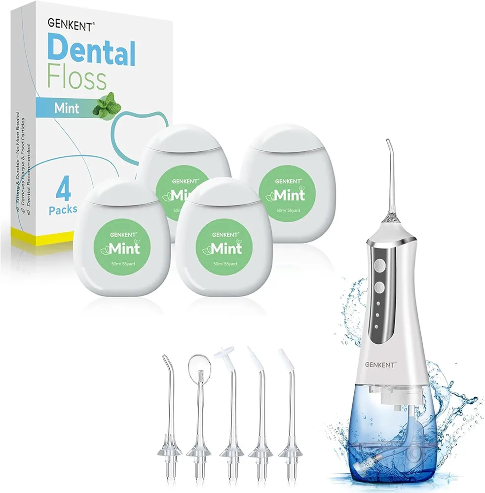 GENKENT Water Dental Flosser White and Dental Floss