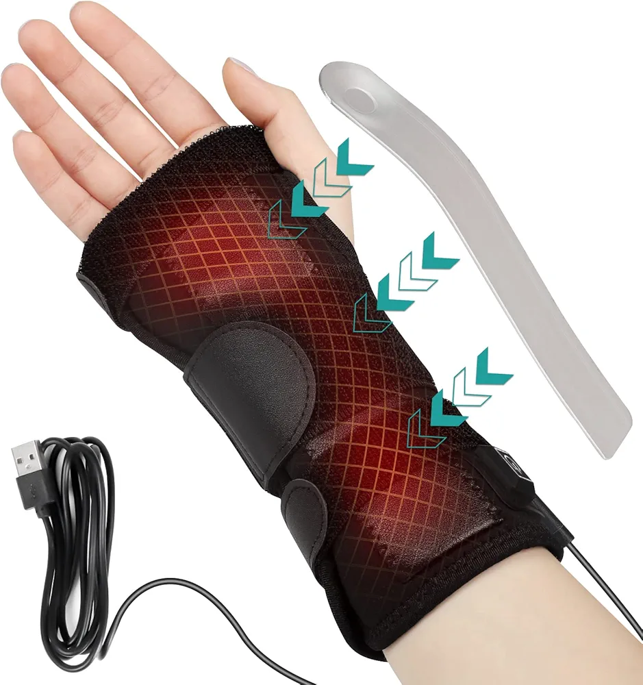 Wrist Thumb Brace Heating Pad for Arthritis and Carpal Tunnel Relief, De Quervain's Tenosynovitis, Tendonitis Wrist Hand Pain Relief - Left Right Hand(No Battery)