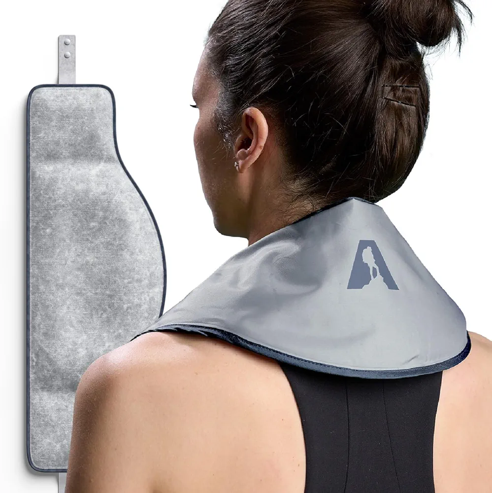 Flexible Neck Ice Pack Wrap, Soft Gel Ice Pack for Neck, Hot and Cold Pack for Pain Relief, Hands-Free Neck, Cervical Recovery (8" x 23) - Grey