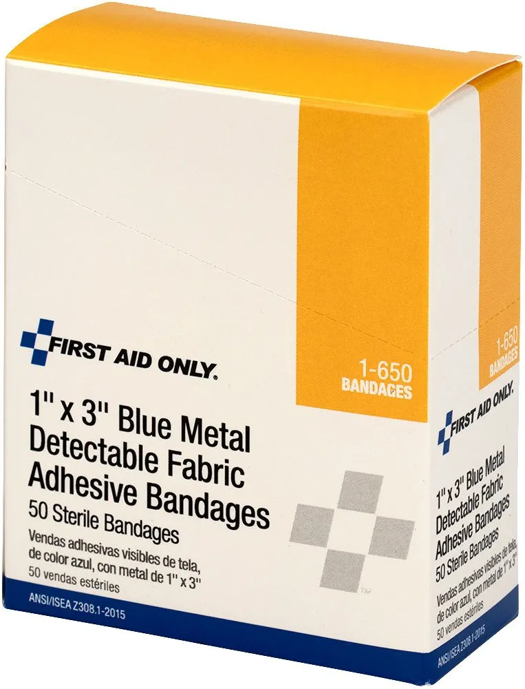 First Aid Only 1-650 Metal Detect Fabric Strip, 3 Length x 1 Width (Box of 50)