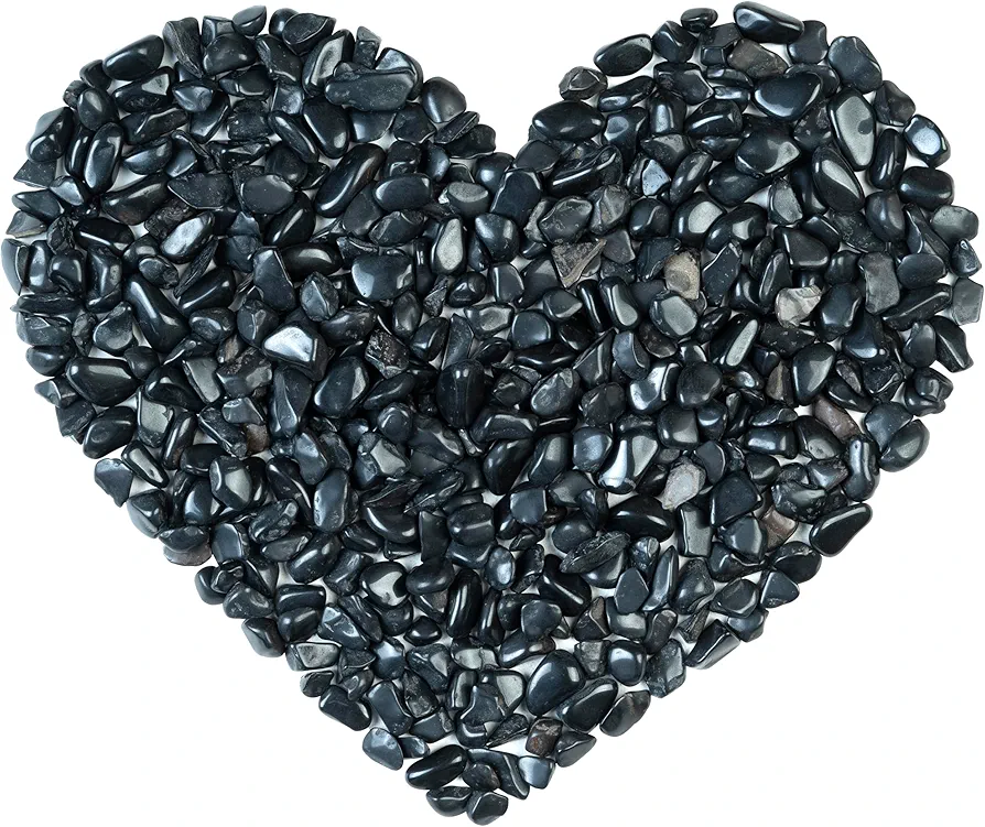 Crocon 1/2 LB Crushed Black Tourmaline Chips Bulk Stone 1100+ Carats Quartz Pieces Irregular Shape Gemstone Tumbling Cabbing Gem Mining Chakra Balancing Reiki and Crystal Healing Home Office Décor