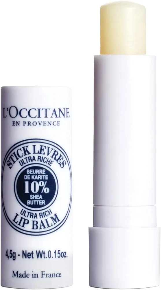 L'OCCITANE Ultra-Rich 10% Shea Butter Nourishing Lip Balm Stick: Moisturize Dry Lips, Twist Up, Softening, With Beeswax and Castor Oil, Silicone-Free